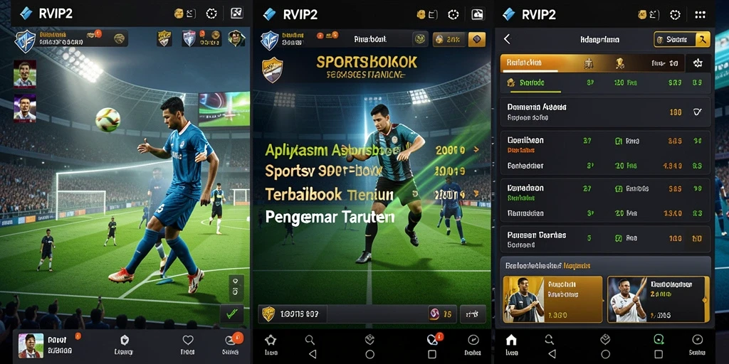 Screenshot utama <strong>RVIP2</strong> menunjukkan antarmuka aplikasi Sportsbook yang menarik.